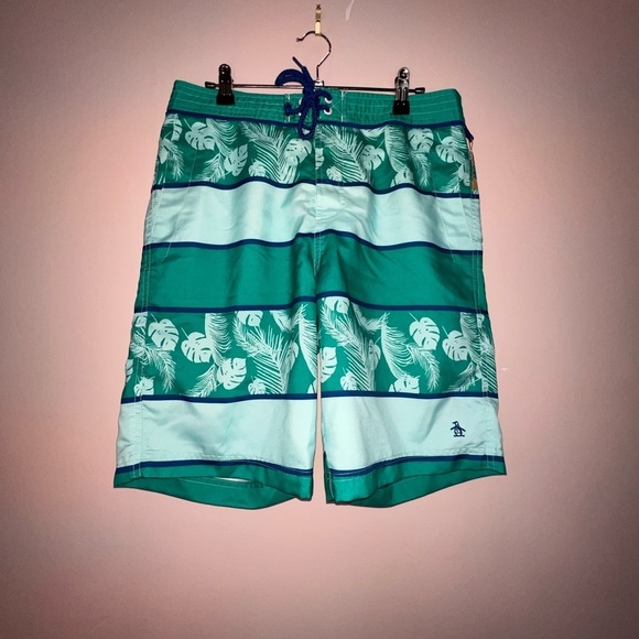 PENGUIN by Munsingwear Board Shorts Swim Trunks Abstract Floral Size 31 A012 - Picture 1 of 4